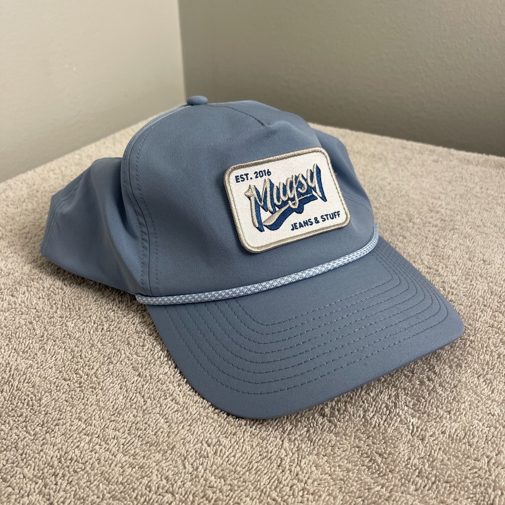 Mugsy Jeans Hat Snapback Blue Mens Logo Patch Rope Adjustable Casual